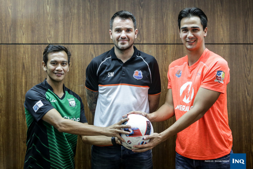 Chieffy Caligdong, Simon McMenemy and James Younghusband. Photo by Tristan Tamayo/INQUIRER.net