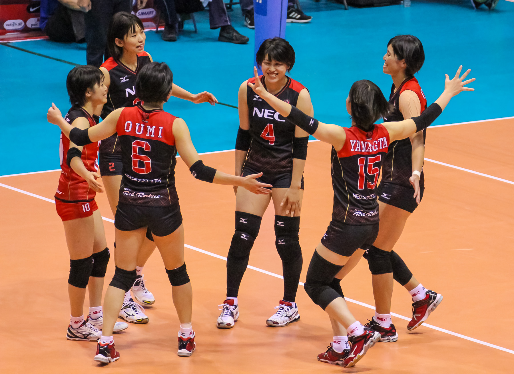 Japan Nec Red Rockets in the AVC Asian Women's volleyball tournament.