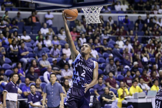 Adamson's Jerrick Ahanmisi goes for an uncontested layup against University of the Philippines during the UAAP Season 79 men's basketball tournament on Sunday, Sept. 4, 2016, at Smart Araneta Coliseum. Tristan Tamayo/INQUIRER.net