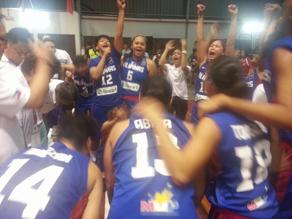 Perlas Pilipinas celebrates after securing the gold medal with a 77-73 win over host Malaysia in the 2016 Seaba Women's Championship Sunday, Sept. 25, 2016. CONTRIBUTED PHOTO