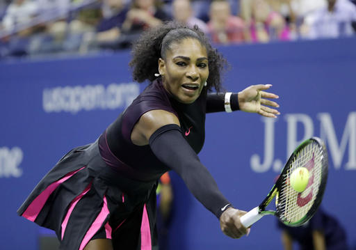 Serena Williams returns a shot to Vania King during the second round of the U.S. Open tennis tournament, Thursday, Sept. 1, 2016, in New York. AP Photo