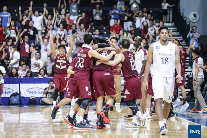 FILE - UP Maroons celebrate after beating Ateneo Blue Eagles. Photo by Tristan Tamayo/INQUIRER.net