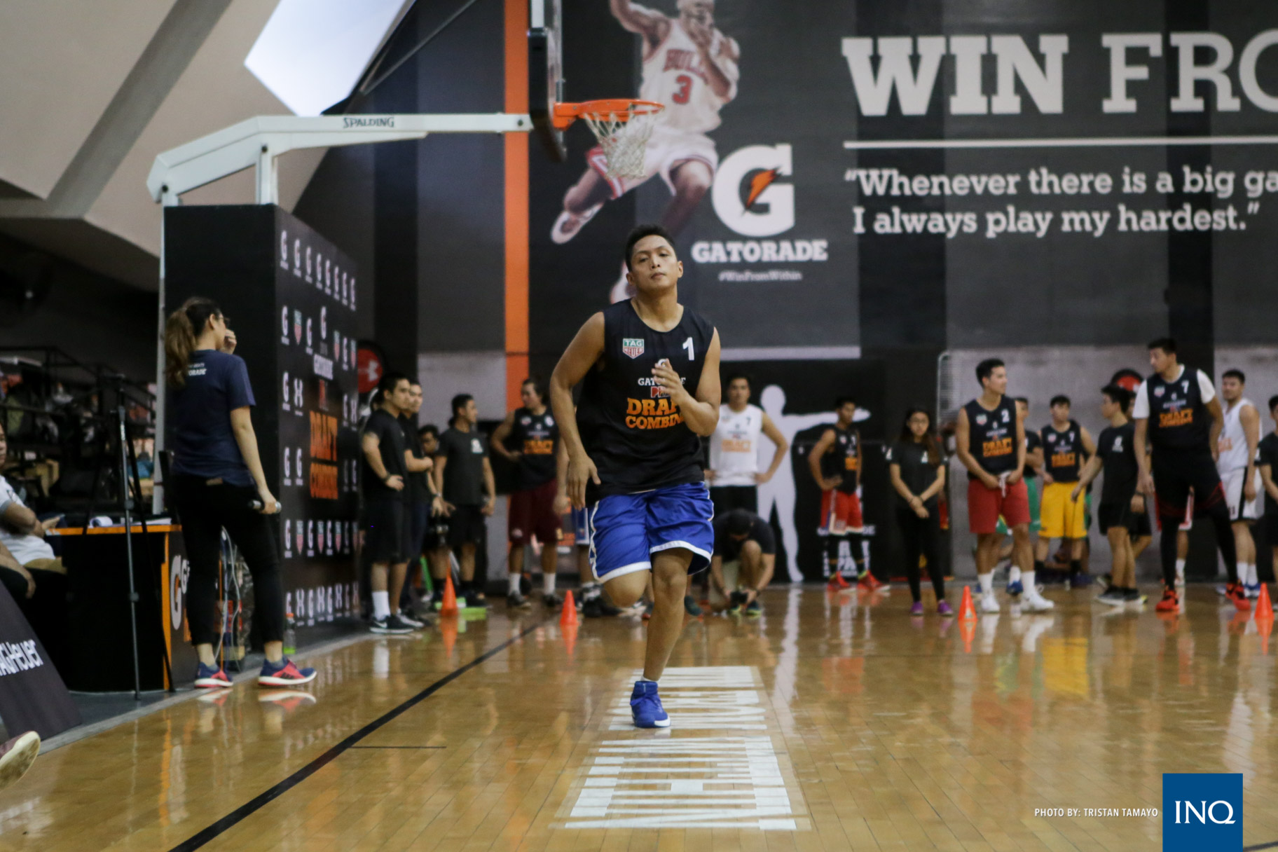 Mike Tolomia goes through a drill at the 2016 PBA Rookie Draft Combine. Photo by Tristan Tamayo/INQUIRER.net
