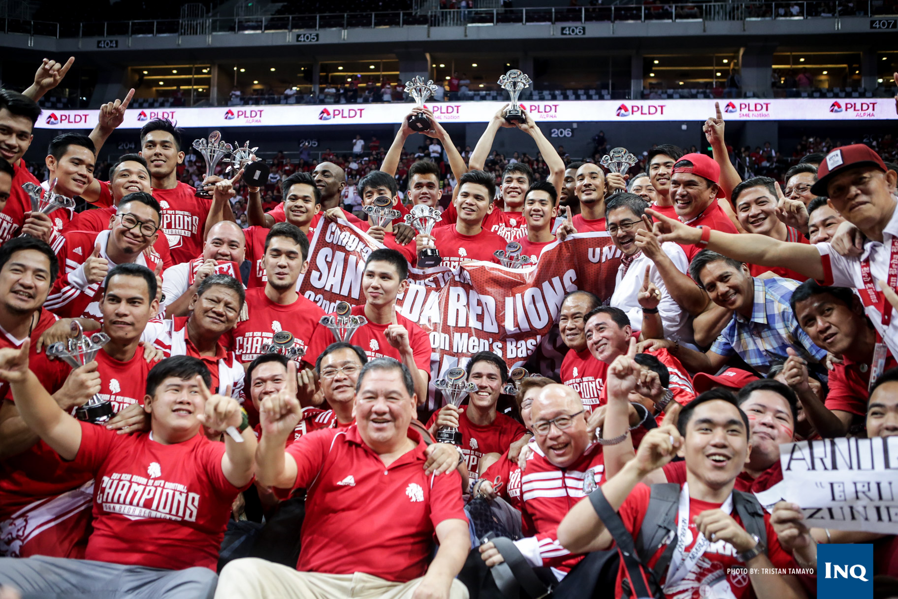 San Beda Red Lions celebrate another title. Photo by Tristan Tamayo/INQUIRER.net