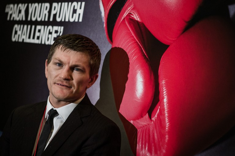 Former world boxing champion Ricky Hatton poses in Hong Kong on December 11, 2012.  Hatton is in Hong Kong, where he is hoping to unearth Chinese boxing talent in his role as a promoter.    AFP PHOTO / Philippe Lopez / AFP PHOTO / PHILIPPE LOPEZ