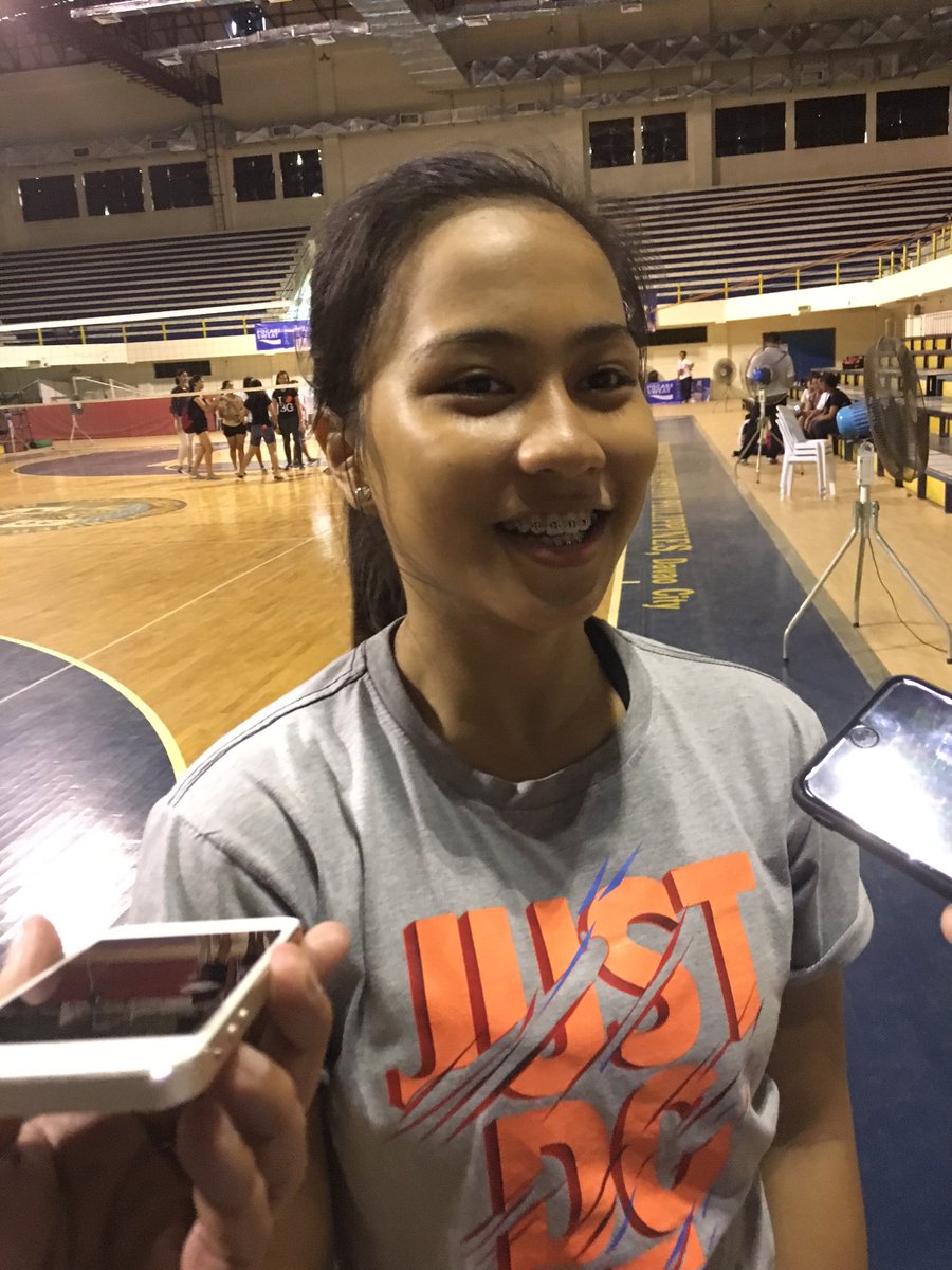 Nicole Bacamante, Grade 10, can't believe she played along side Alyssa Valdez; she set several hits for Alyssa in scrimmage. Photo by Marc Reyes