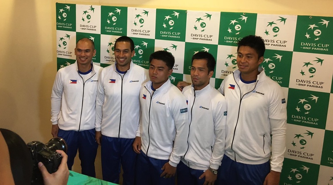 From left to right: Captain Karl Santamaria, Treat Huey, AJ Lim, Nino Alcantara and Ruben Gonzales. Marc Reyes/INQUIRER
