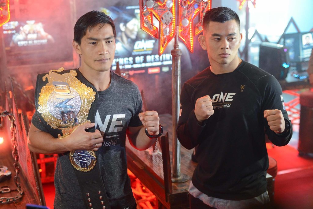 ONE Lightweight Champion Eduard Folayang and challenger Ev Ting face off. CONTRIBUTED PHOTO