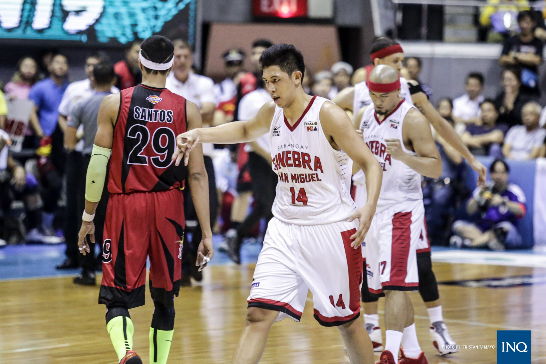 Kevin Alas gestures after making a basket. Photo by Tristan Tamayo/INQUIRER.net