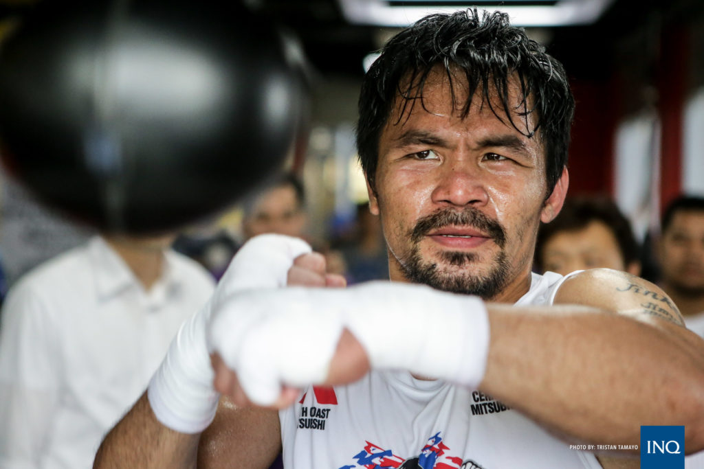 Manny Pacquiao during training at Elorde Gym in Pasay City. He is preparing for a title defense against Jeff Horn on July 2 in Australia. Photo by Tristan Tamayo/INQUIRER.net