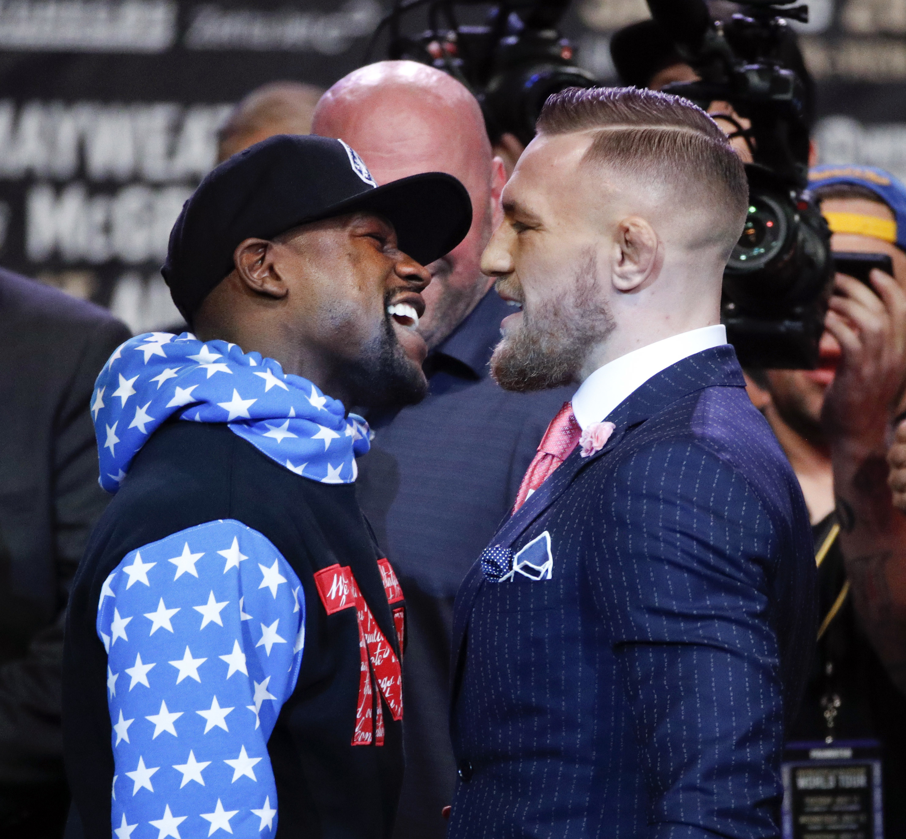 LOOK: McGregor Wears Suit With 'F You' Pinstripes To Mayweather Presser ...