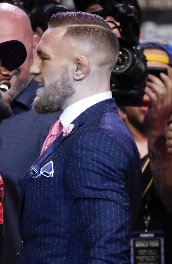 LOOK: McGregor Wears Suit With 'F You' Pinstripes To Mayweather Presser ...