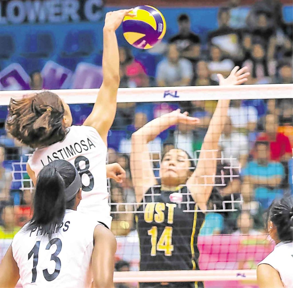 Pam Lastimosa hammers a point for Sta. Lucia.