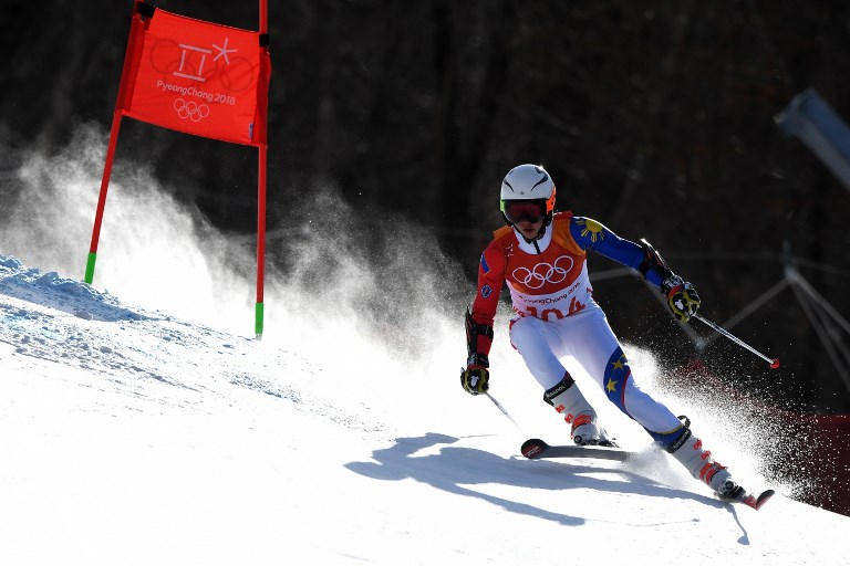 Philippines' Asa Miller competes in the Men's Giant Slalom at the Jeongseon Alpine Center during the Pyeongchang 2018 Winter Olympic Games in Pyeongchang on February 18, 2018. 