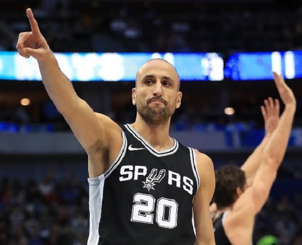 DALLAS, TX - NOVEMBER 14: Manu Ginobili #20 of the San Antonio Spurs in the second half at American Airlines Center on November 14, 2017 in Dallas, Texas. NOTE TO USER: User expressly acknowledges and agrees that, by downloading and or using this photograph, User is consenting to the terms and conditions of the Getty Images License Agreement.   Ronald Martinez/Getty Images/AFP