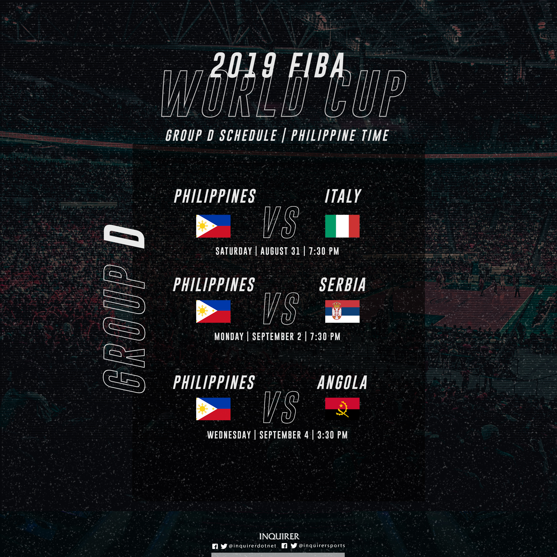 LOOK: Gilas Pilipinas' Fiba World Cup group stage schedule | Inquirer