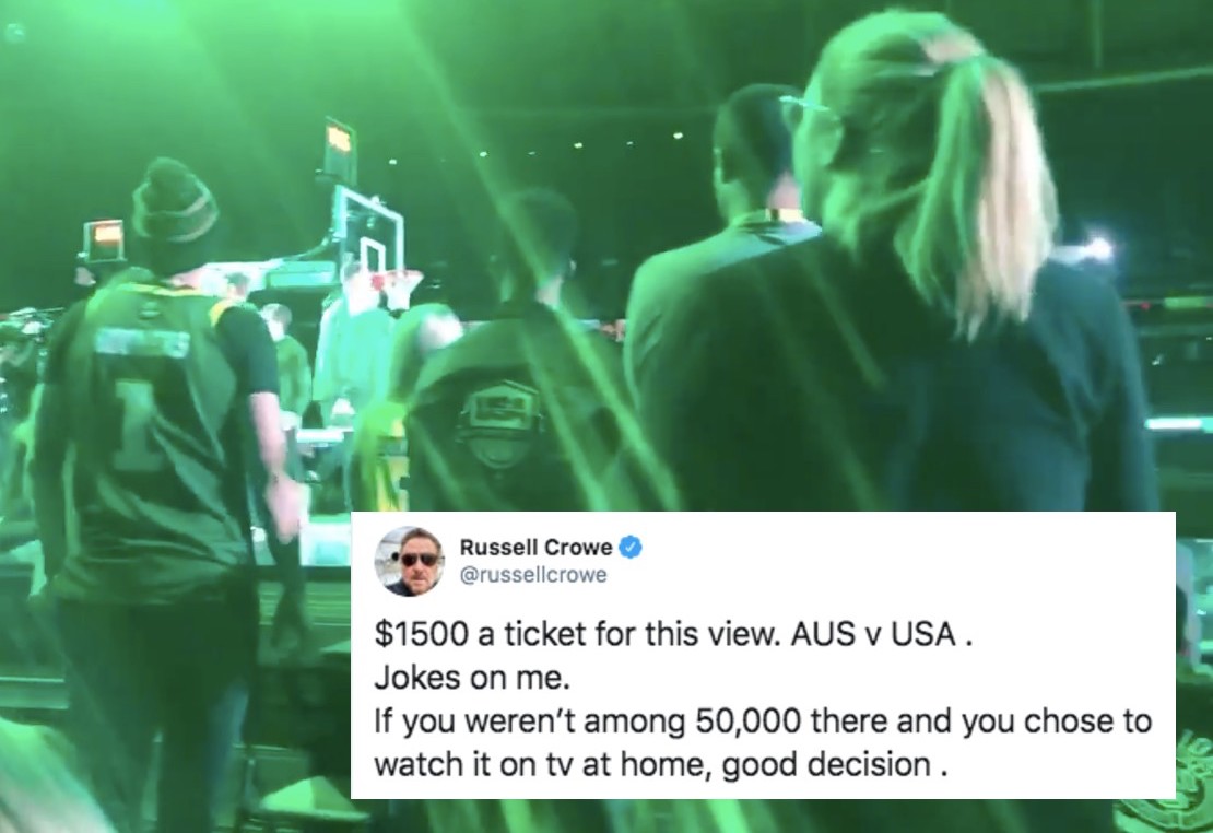 USAustralia basketball Not all in crowd⁠—including Russell Crowe