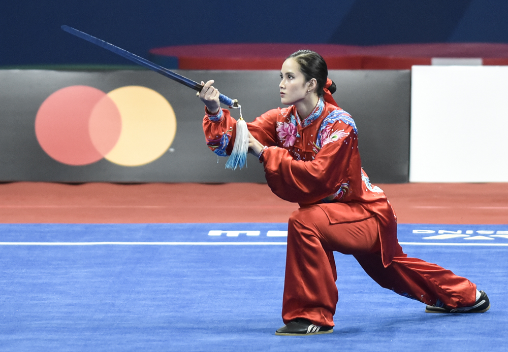 December 3, 2019: Agatha Wong of the Philippines performs in Women's Tai Chi in Wushu competition at the 30th Southeast Asian Games in 2019.
