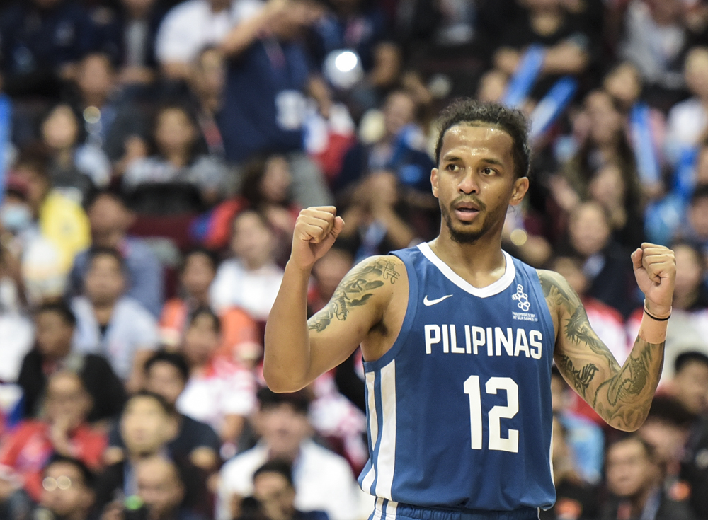 FILE–Philippines' Chris Ross gestures during the men's 5x5 Basketball final at the 30th South East Asian Games 2019