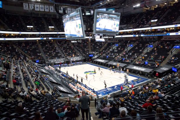 Salt Lake City, Utah, USA; A general view of a game between the Utah Jazz and the Memphis Grizzlies during the first quarter at a partially filled Vivint Smart Home Arena. Mandatory Credit: Russell Isabella-USA TODAY Sports