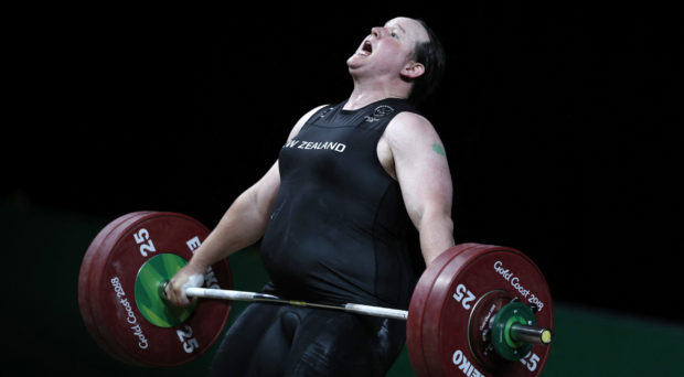 New Zealand's Laurel Hubbard competes during the women's +90kg weightlifting final at the 2018 Gold Coast Commonwealth Games in Gold Coast on April 9, 2018. (Photo by ADRIAN DENNIS / AFP)