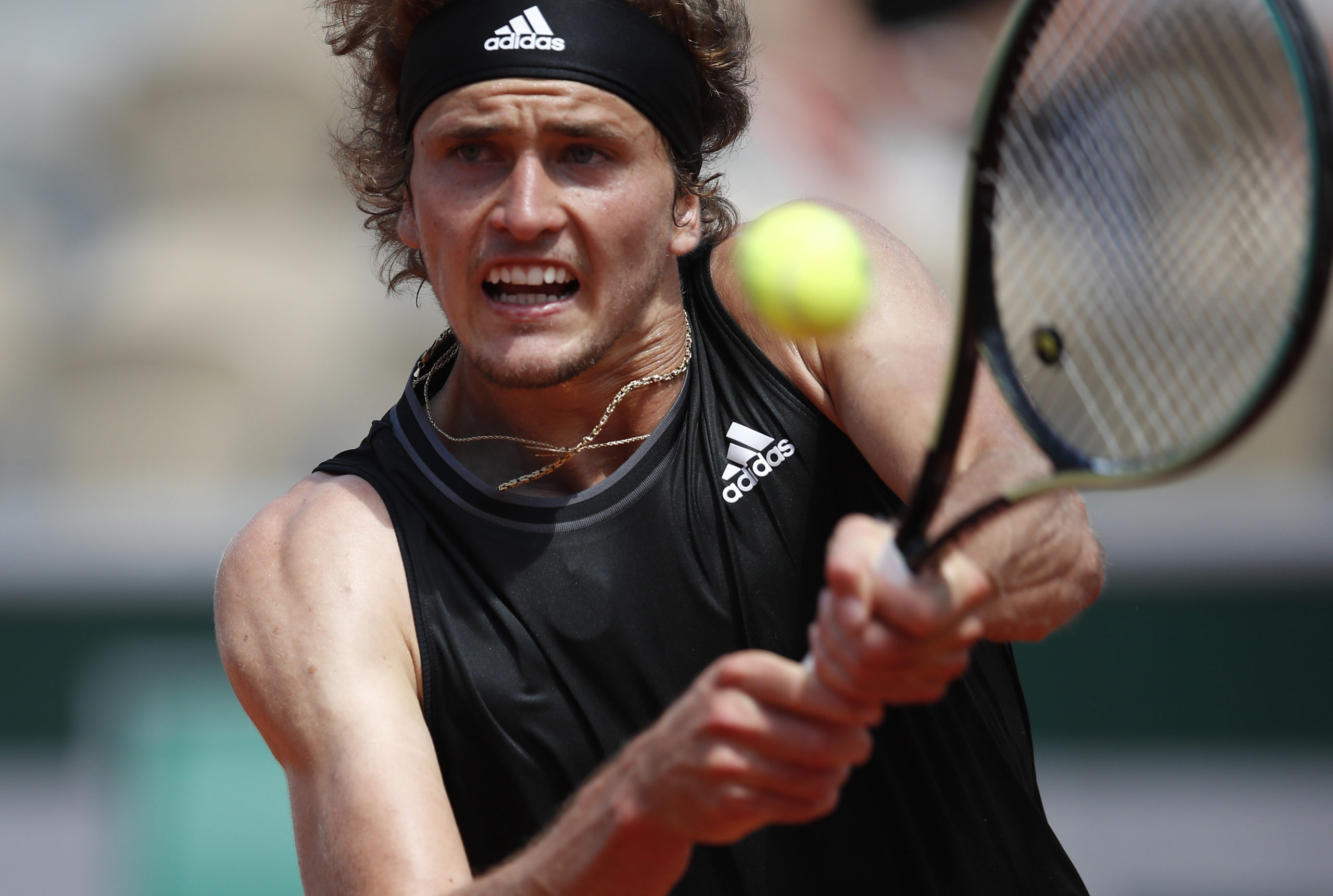  Germany's Alexander Zverev in action during his second round match against Russia's Roman french open