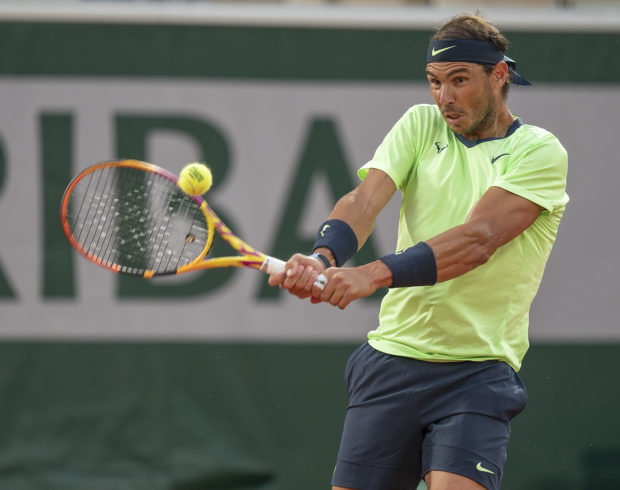 Rafael Nadal (ESP) in action during his match against Richard Gasquet (FRA) on day five of the French Open at Stade Roland Garros. Mandatory Credit: Susan Mullane-USA TODAY Sports