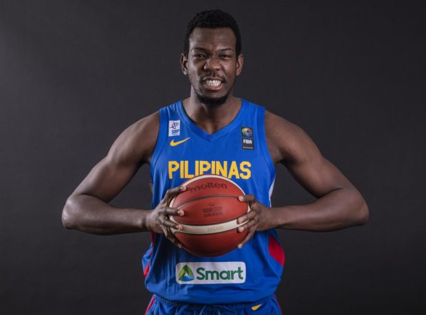 Naturalized big man Angelo Koaume suiting up for Gilas Pilipinas vs South Korea on June 16
