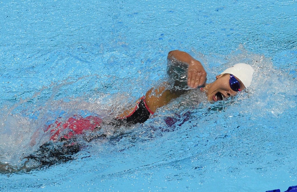 Remedy Alexis Rule from the Philippines competes in the women's 200m freestyle at the SEA Games (Southeast Asian Games) in the Aquatics centre in Clark City, Capas, Tarlac province north of Manila on December 6, 2019.