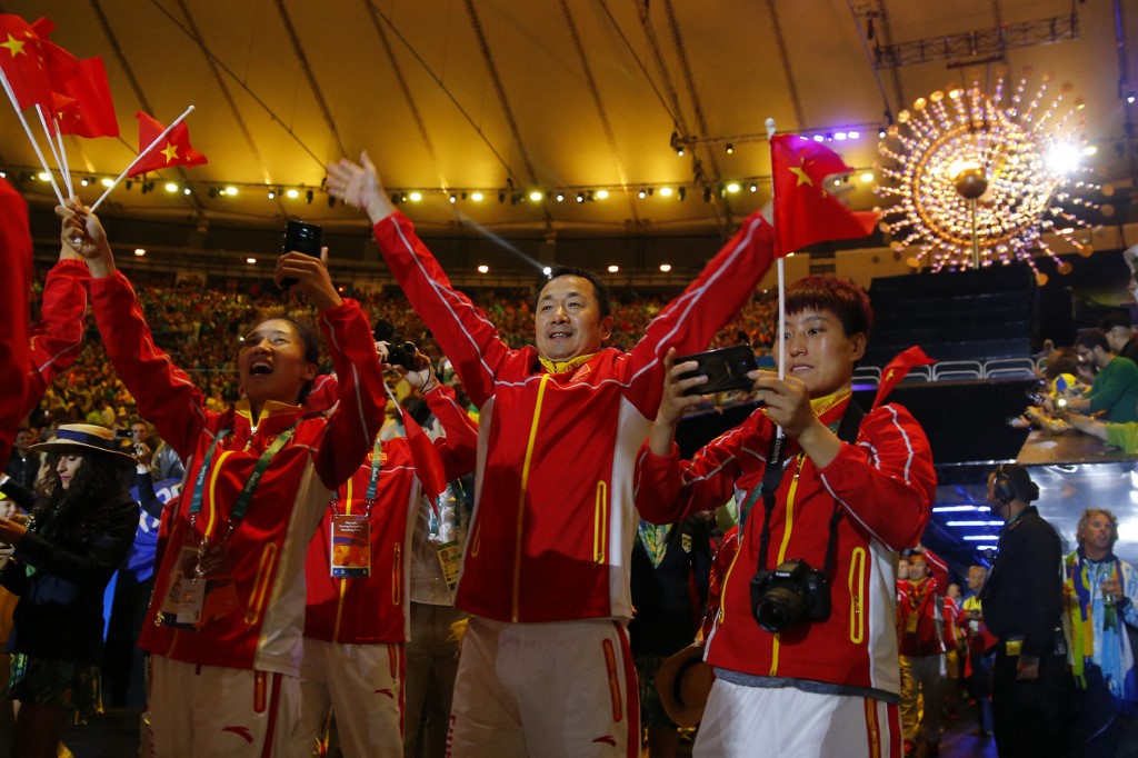 China's team march during the closing ceremony of the Rio 2016 Olympic Games at the Maracana stadium in Rio de Janeiro on August 21, 2016