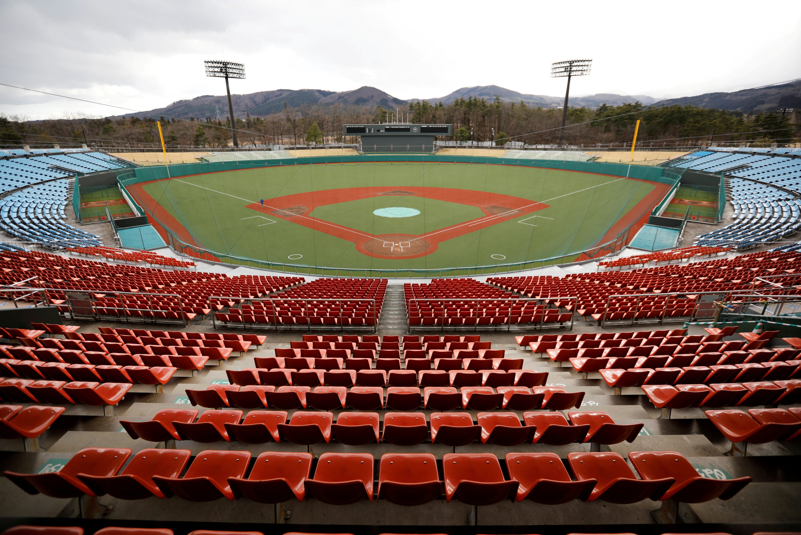 FILE PHOTO: Fukushima Azuma Baseball Stadium which will host the baseball and softball competitions in Tokyo 2020 Olympic Games, is seen in Fukushima, Japan
