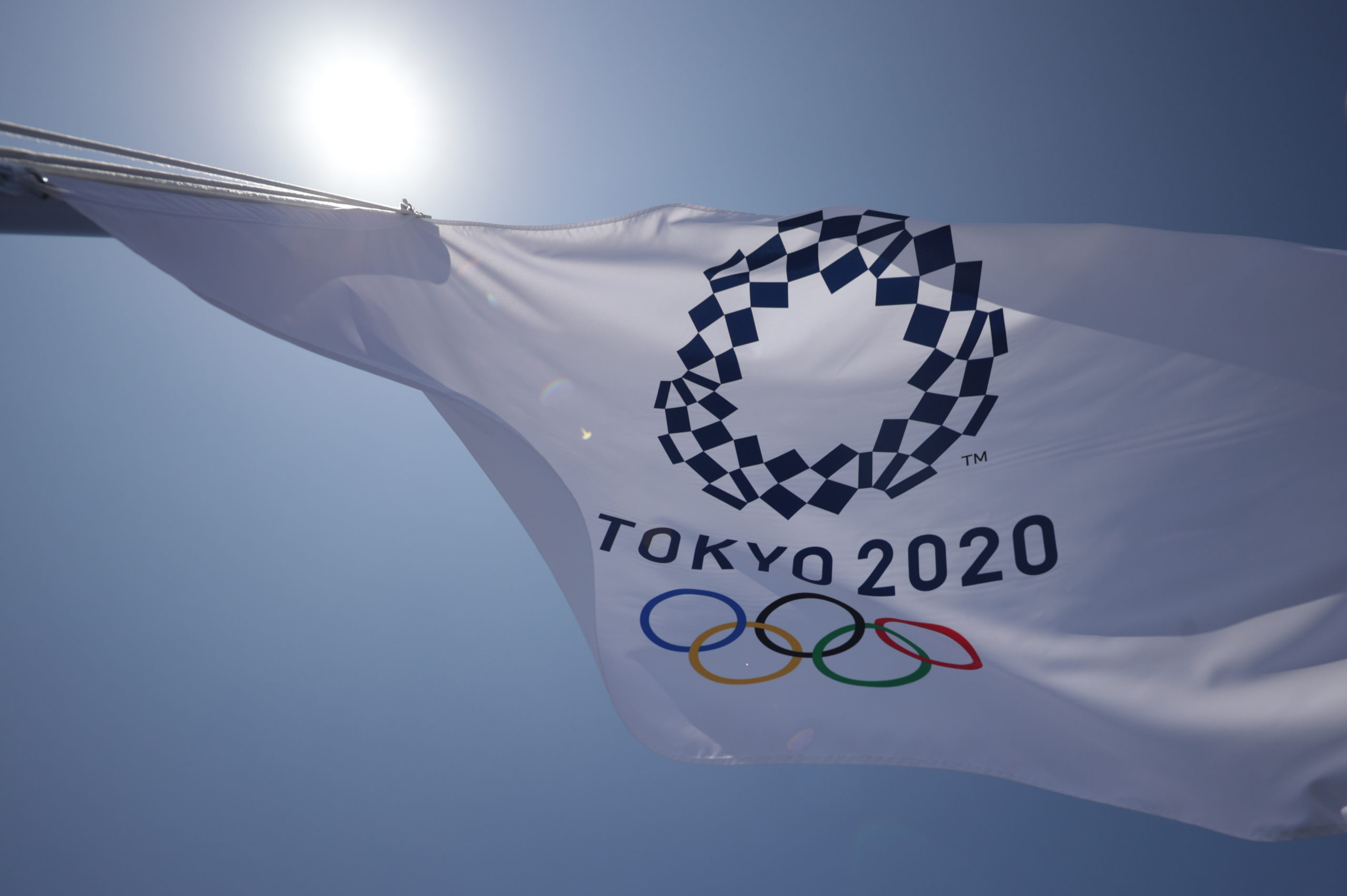 Tokyo 2020 Olympics - Tennis Training - Ariake Tennis Park, Tokyo, Japan - July 19, 2021 A Olympic flag flutters at the Ariake Tennis Park REUTERS/Hannah Mckay