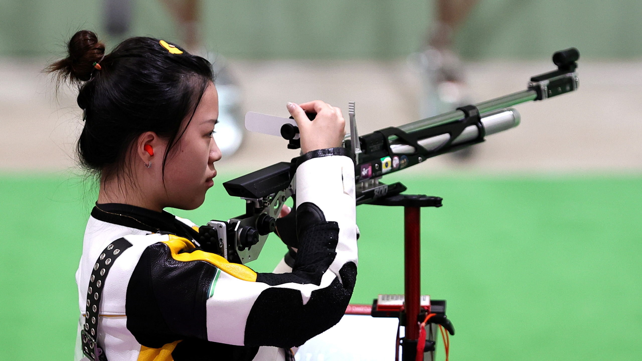 Tokyo 2020 Olympics - Shooting - Women's 10m Air Rifle - Qualification - Asaka Shooting Range, Tokyo, Japan – July 24, 2021. Yang Qian of China in actio