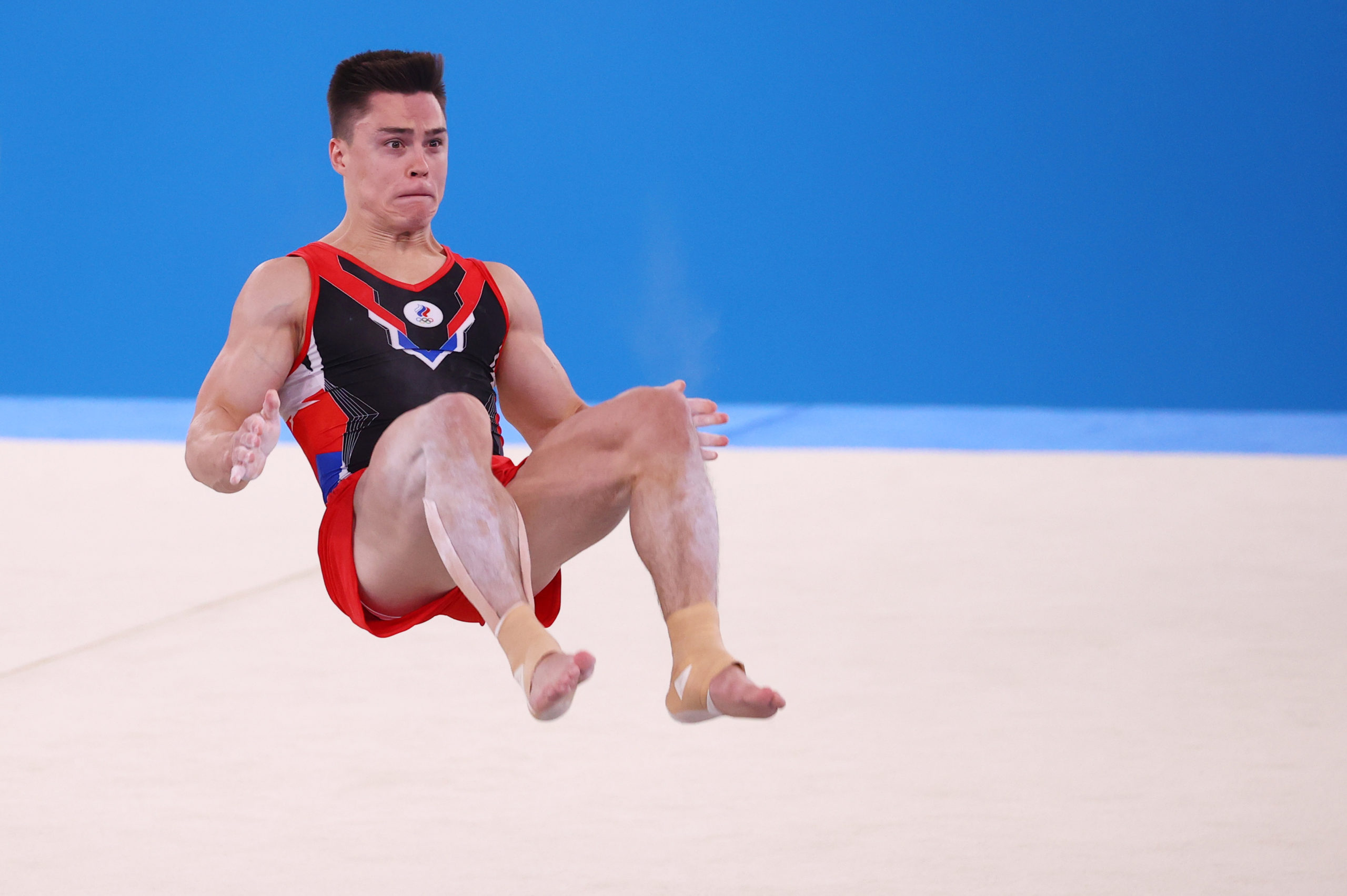 Qualification - Ariake Gymnastics Centre, Tokyo, Japan - July 24, 2021. Nikita Nagornyy of the Russian Olympic Committee in action on the floor. 