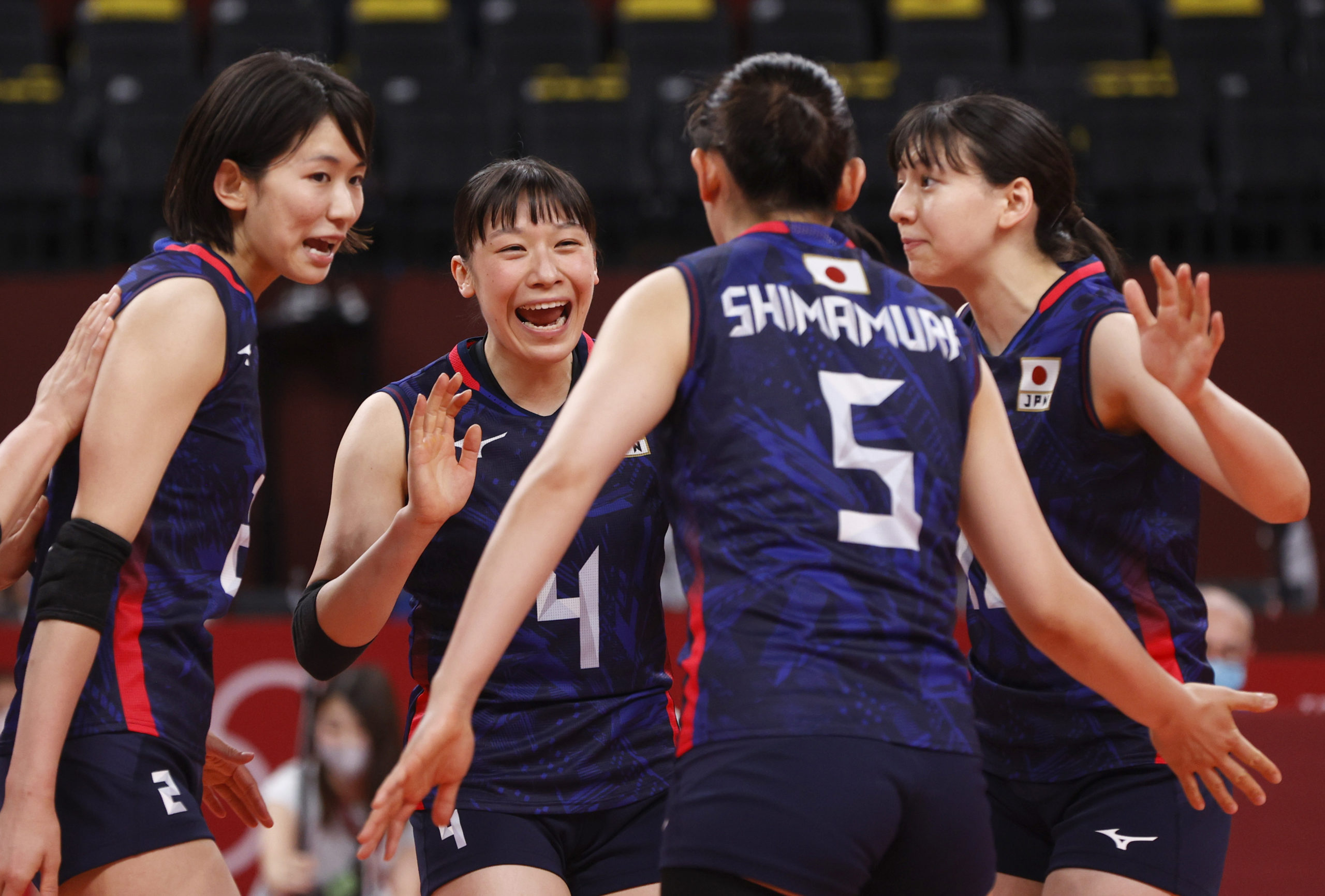 2021. Mayu Ishikawa of Japan celebrates with teammates. 