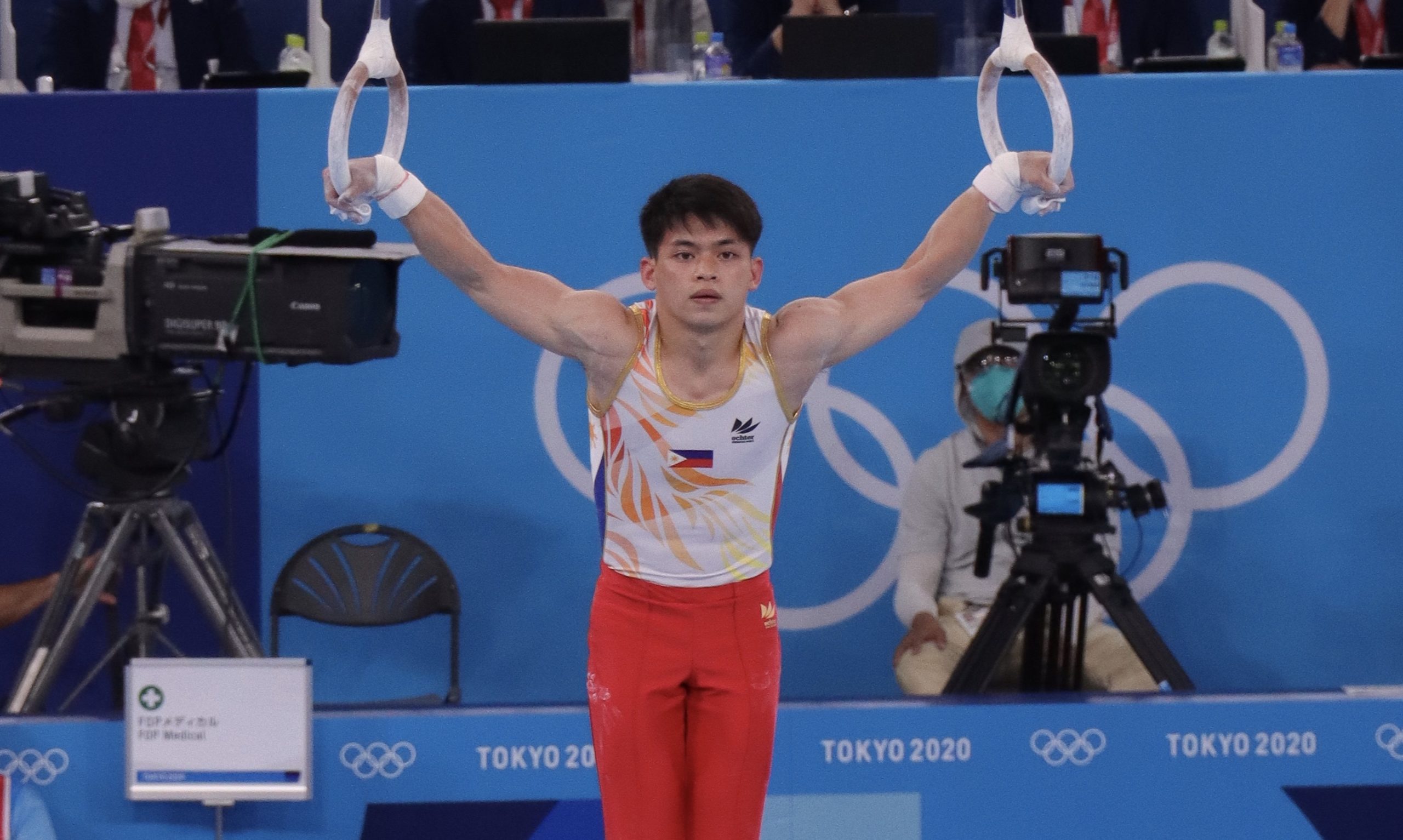 Carlos Yulo during the men's all around gymnastics qualification