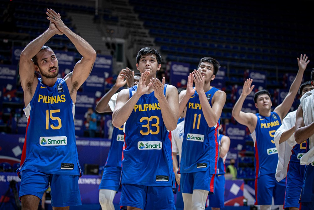 Gilas Pilipinas after the game vs Serbia in the Fiba Olympic qualifiers.