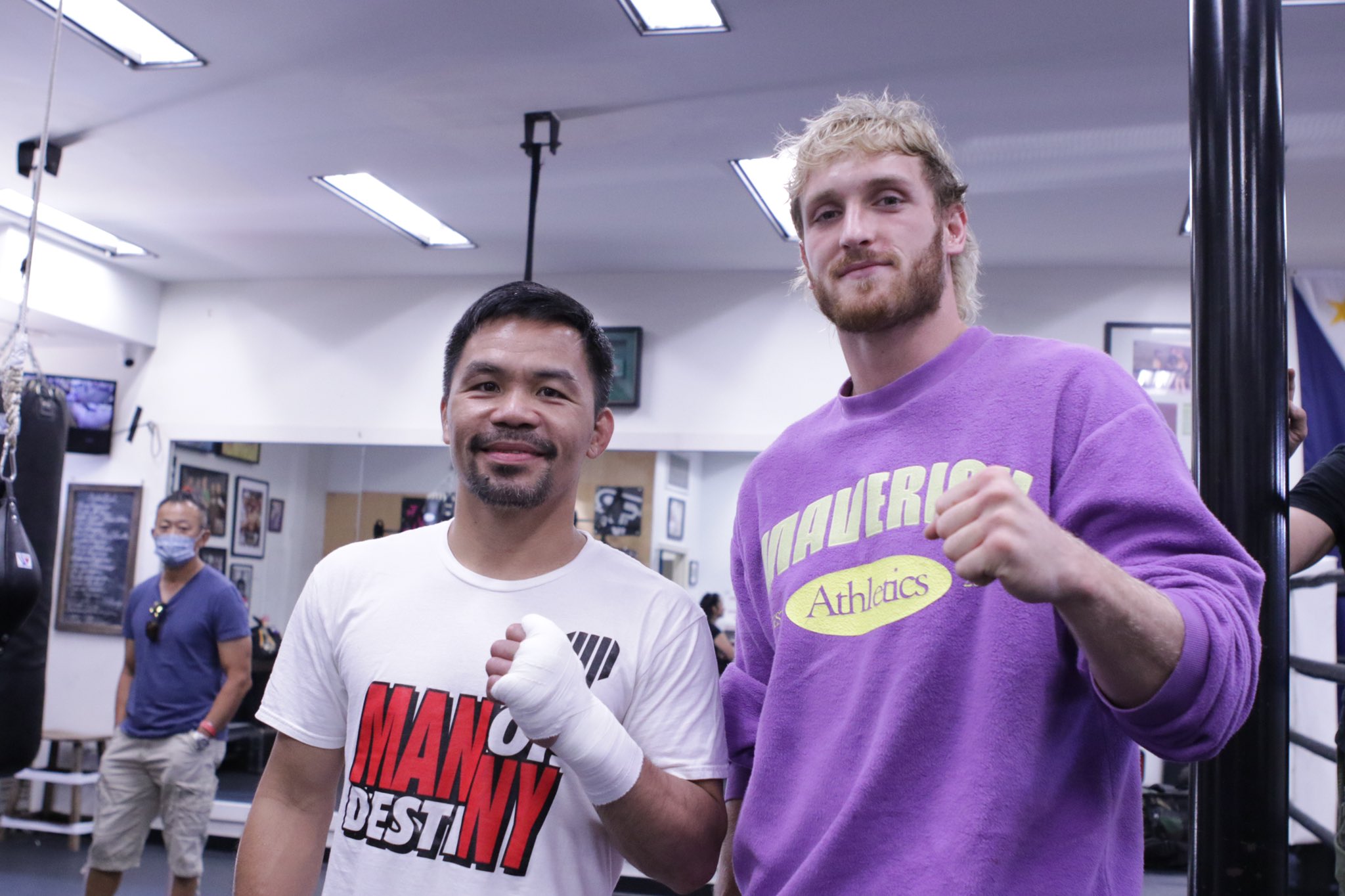 Manny Pacquiao and Logan Paul at Wild Card Gym. 