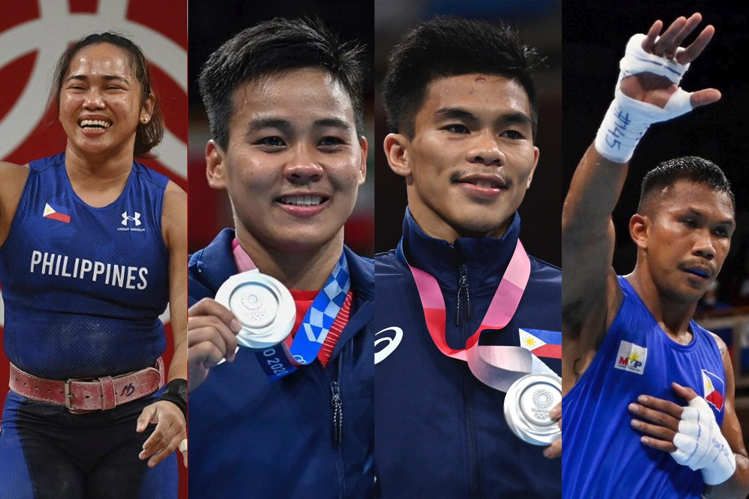 Weightlifting's Hidilyn Diaz (gold), boxing's Nesthy Petecio (silver), Carlo Paalam (silver) and Eumir Marcial (bronze).