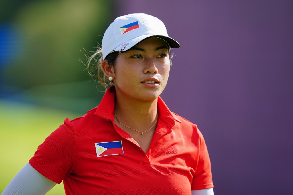 Philippines' Bianca Pagdanganan looks on during round 1 of the womens golf individual stroke play during the Tokyo 2020 Olympic Games at the Kasumigaseki Country Club in Kawagoe on August 4, 2021. (