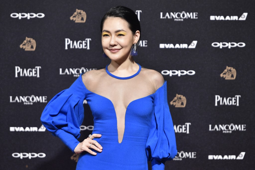Taiwanese television host Dee Hsu arrives on the red carpet to attend Taiwan's 54th Golden Horse film awards, dubbed the Chinese "Oscars", in Taipei on November 25, 2017. 