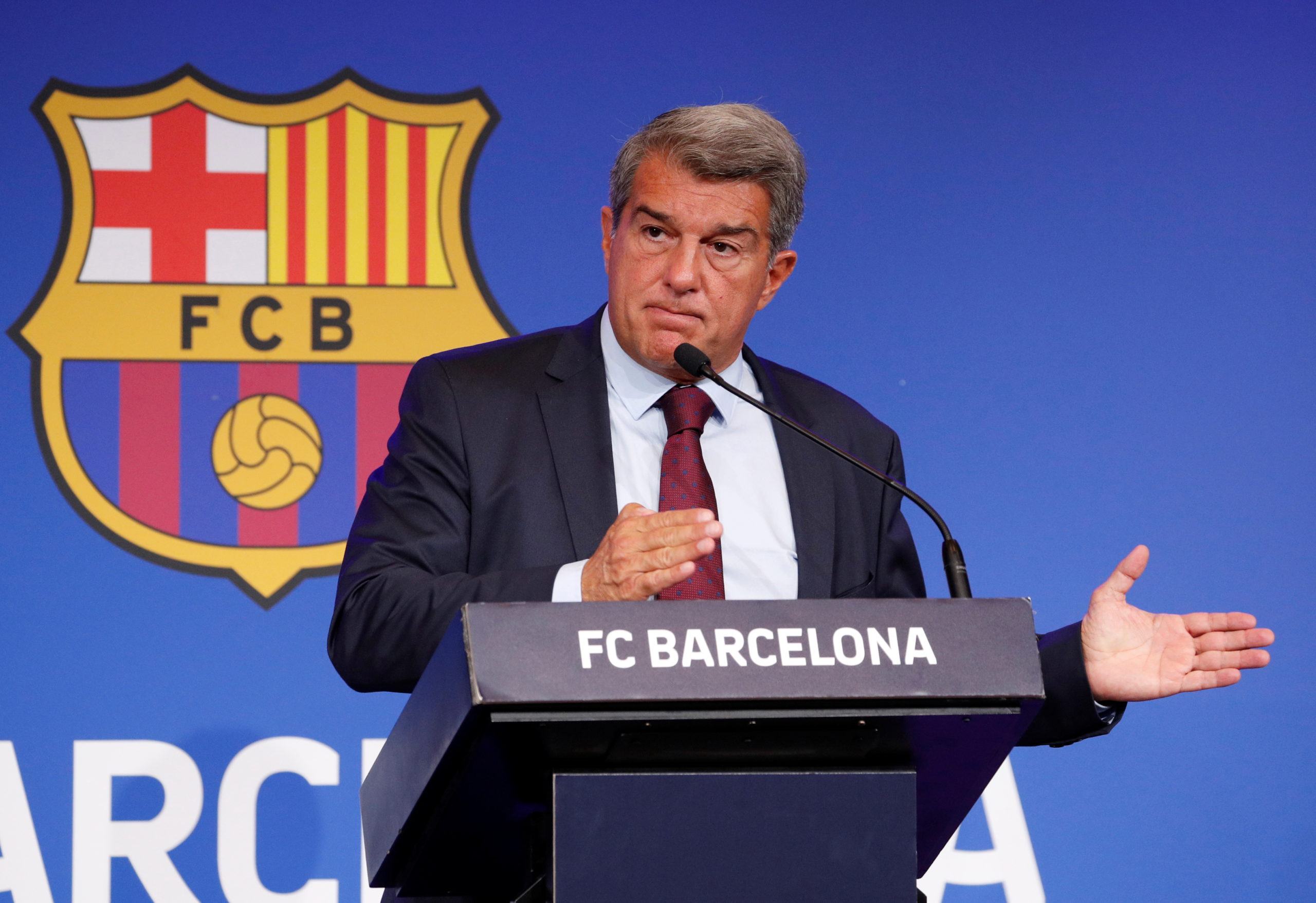 FC Barcelona president Joan Laporta during the press conference