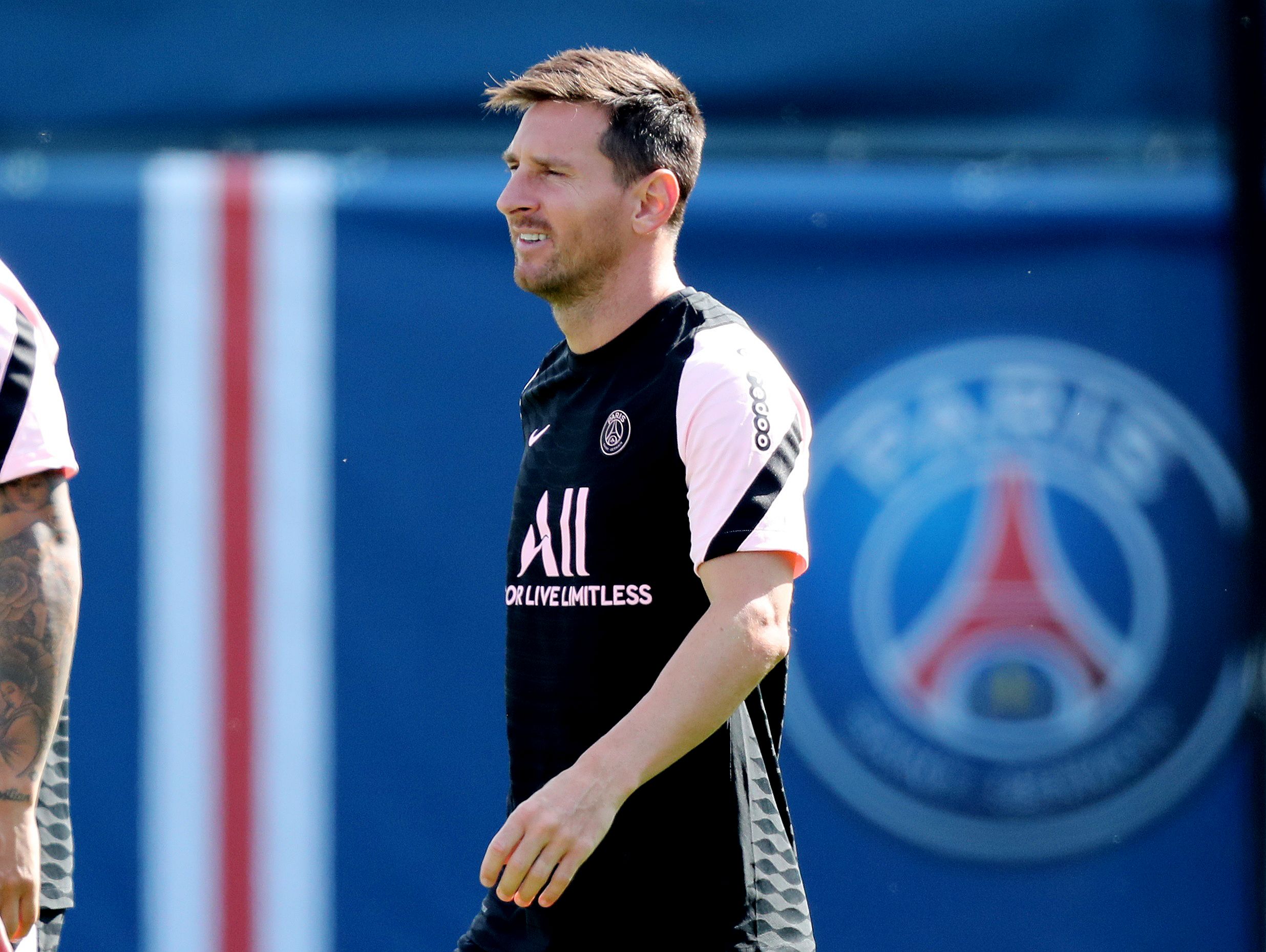 Paris St Germain's Lionel Messi during training 