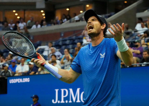 Andy Murray of Great Britain after a 5th set miss to Stefanos Tsitsipas of Greece on day one of the 2021 U.S. Open tennis tournament at USTA Billie King National Tennis Center. Mandatory Credit: Robert Deutsch-USA TODAY Sports