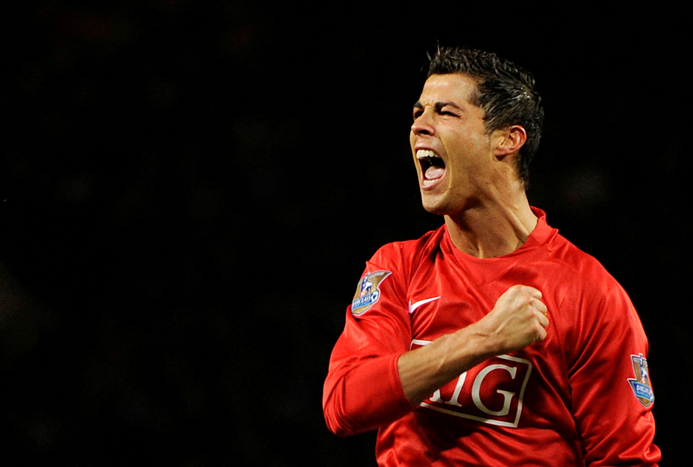 FILE PHOTO:  United's Cristiano Ronaldo celebrates scoring their first goal  October 29, 2008. 