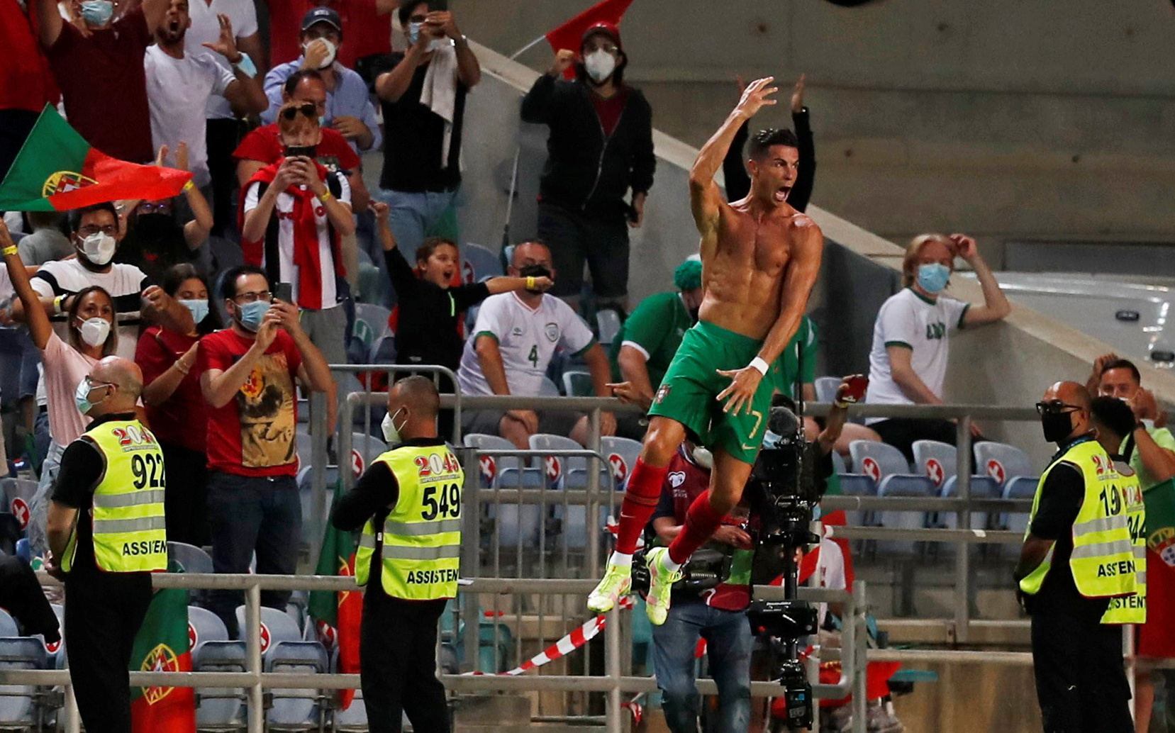 Portugal's Cristiano Ronaldo celebrates scoring their second goal