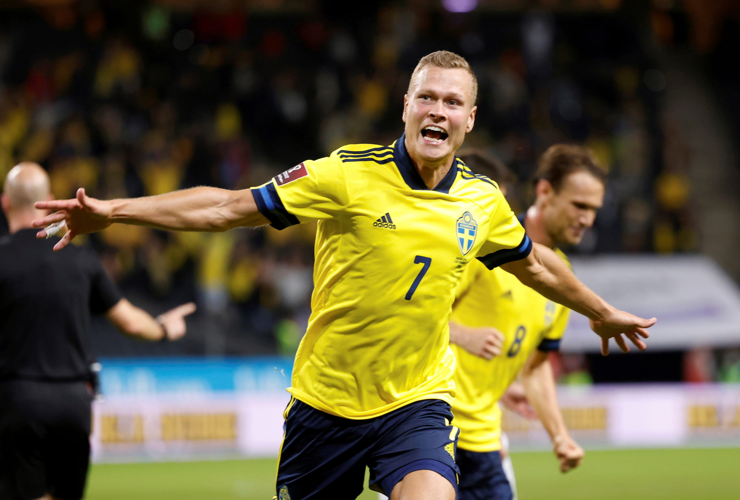 Sweden's Viktor Claesson celebrates scoring their second goal