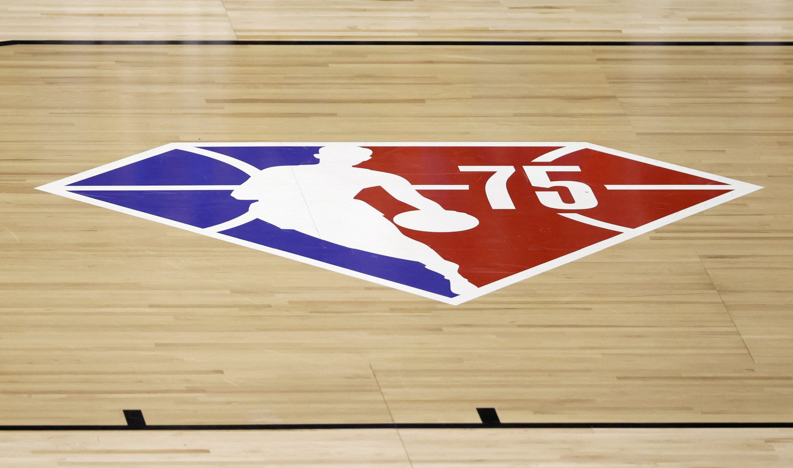 A diamond-themed logo commemorating the NBA's 75th anniversary. Ethan Miller/Getty Images/AFP 