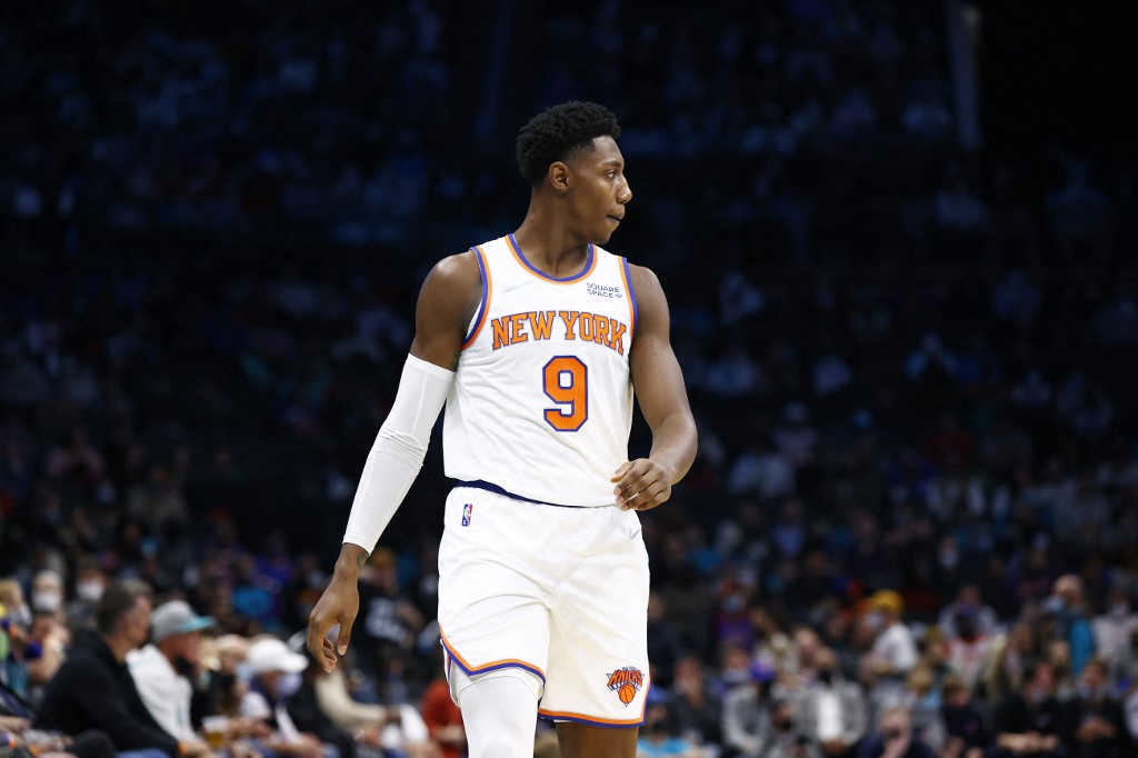 FILE–RJ Barrett #9 of the New York Knicks. Jared C. Tilton/Getty Images/AFP 