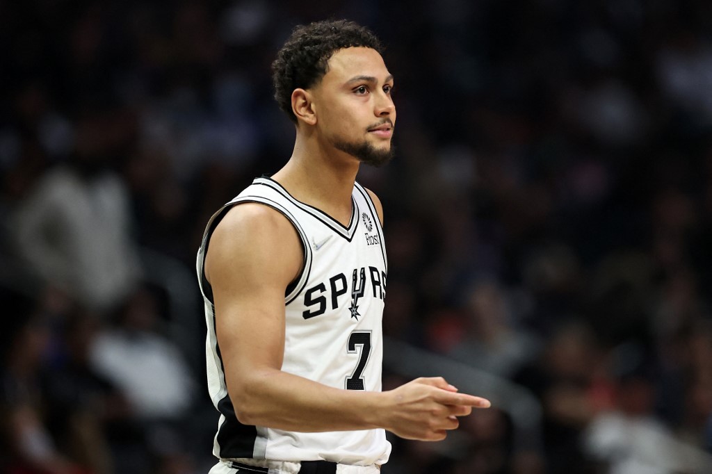FILE – Bryn Forbes #7 of the San Antonio Spurs Sean M. Haffey/Getty Images/AFP